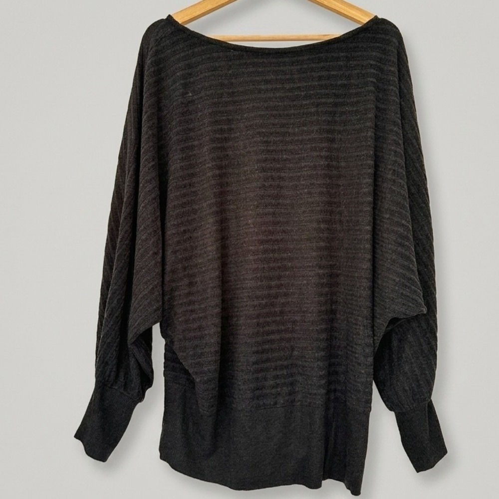 Anthropologie Saturday Sunday Charcoal Gray Dolman Sleeve Knit Top Large